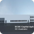 3D design and visualization of an office building facade renovation for SCSE Capital ApS, improving aesthetics and functionality.